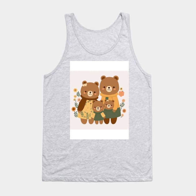 Cute Cartoon Bear Family Tank Top by MellowLazy